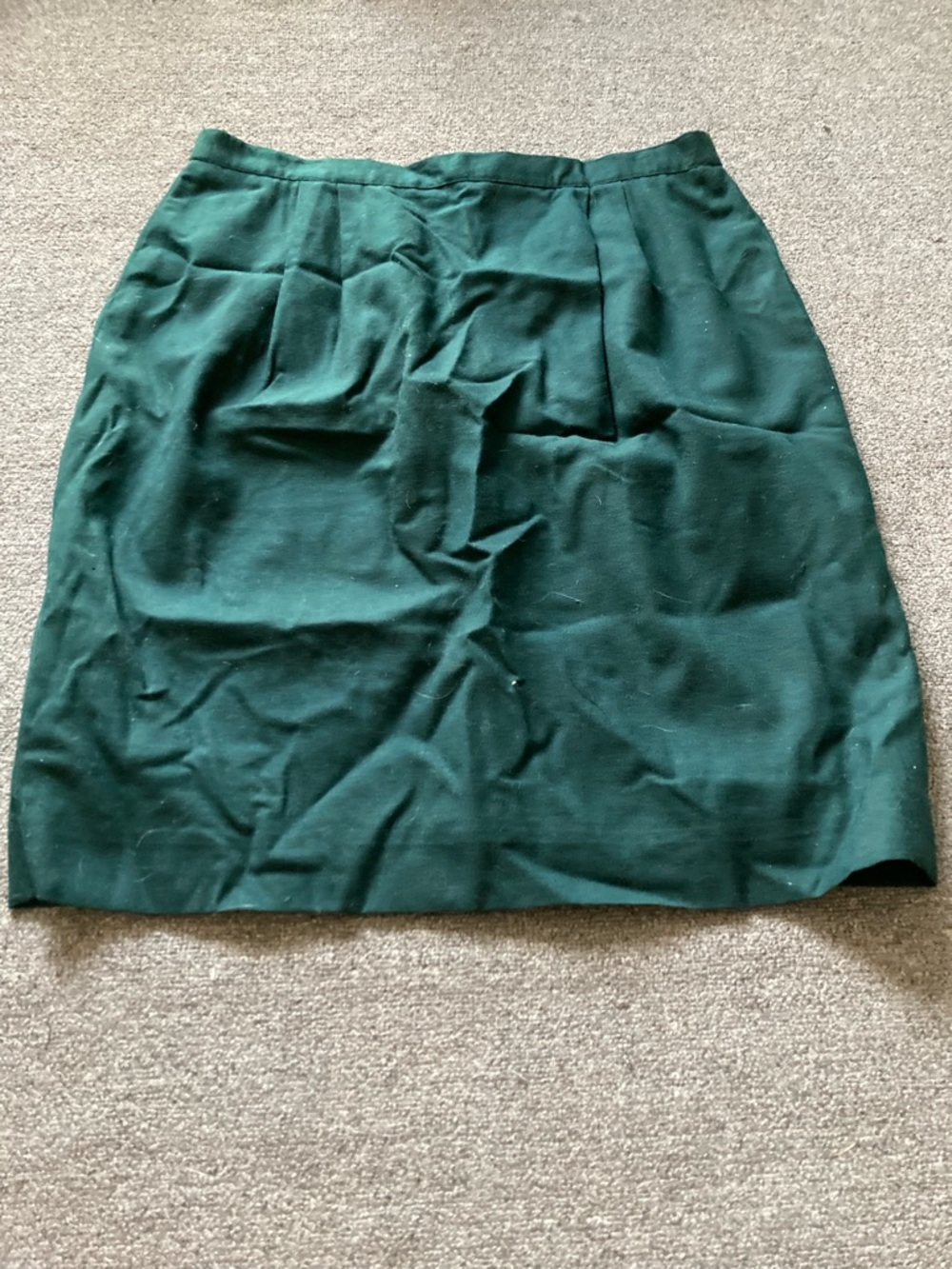 Vintage 70s Dark Green Worsted Wool Pencil Skirt